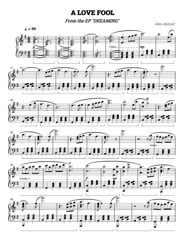 A Love Fool - Official Digital Sheet Music