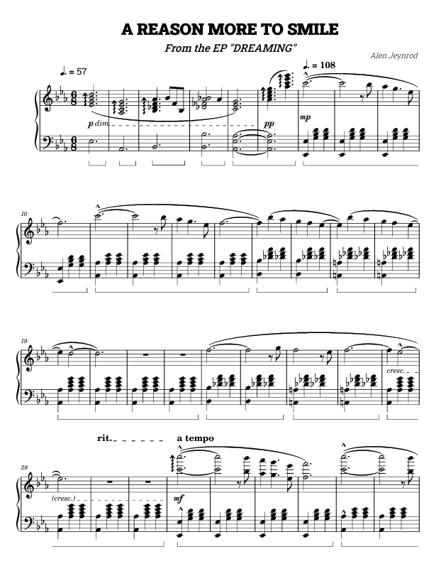 A Reason More To Smile - Official Digital Sheet Music